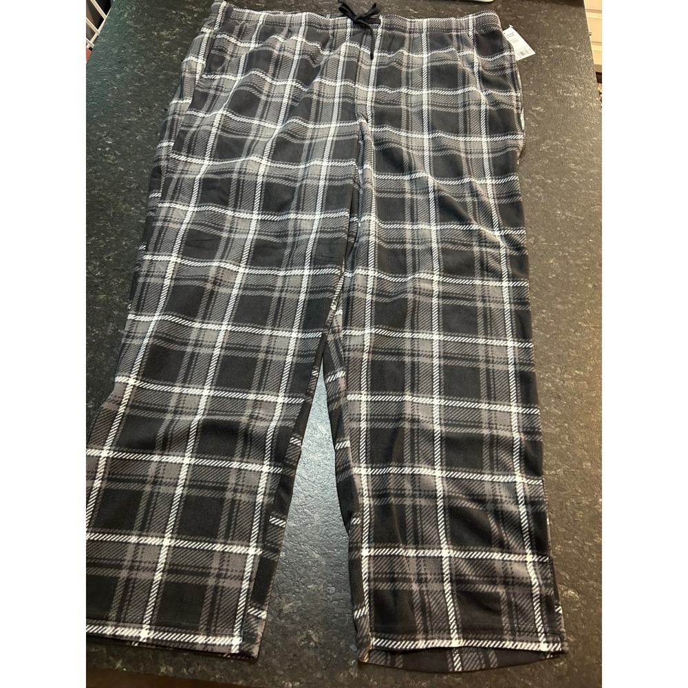 Sonoma Goods For Life Mens XXL Microfleece Pajama Pants Black Grey Plaid Sleep